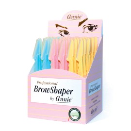 Annie - Professional BrowShaper - (36) Pack - Blue/Pink/Yellow - Stainless Steel - Safety Cover - Professional Shaping in Seconds
