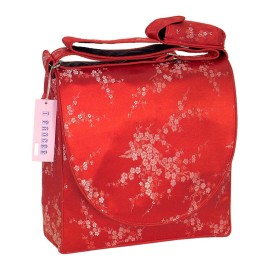 I Frogee Red-Silver Cherry Blossoms Brocade Diaper Bag/Messenger Shoulder Bag