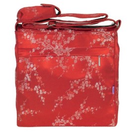 I Frogee Red-Silver Cherry Blossoms Brocade Diaper Bag/Messenger Shoulder Bag