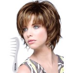 Noriko Sky Synthetic Wig by Rene of Paris and Wig Lift Comb - Marble Brown - Bundle 2 Items