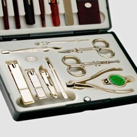 World No. 1, Three Seven 777 Travel Manicure Pedicure Grooming Kit Set - Nail Clipper (Total 18 Pcs, Model: TS-6000BG), Lifetime Warranty - Made in Korea, Since 1975