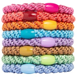 Colorful Hair Ties for Thick Hair, Grab & Go Ponytail Holders, 8 Pack, Spring, Thick No-Crease Bands with Strong Hold, Damage-Free Design, Cheerful Seasonal Mix | L. Erickson
