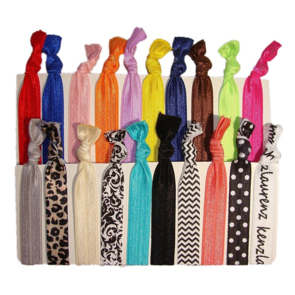 Kenz Laurenz No Crease Hair Ties - NEW 20 Pack Prints and Solids Assortment