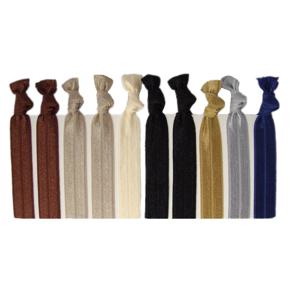 Kenz Laurenz Ribbon Hair Ties - Neutral Tones 10 Pack