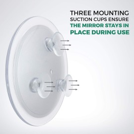 DBTech Large 8-Inch Suction 10x Magnifying Mirror with Precision Tweezers w/Rubberized Grips, Triple Suction for Lasting Hold on Most Flat Surfaces