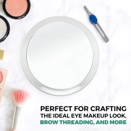 DBTech Large 8-Inch Suction 10x Magnifying Mirror with Precision Tweezers w/Rubberized Grips, Triple Suction for Lasting Hold on Most Flat Surfaces