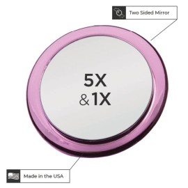 Zadro 5X Two-Sided Acrylic Compact Mirror, 4-Inch, Pink