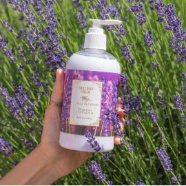 Camille Beckman Essentials Gift Basket, English Lavender, Glycerine Hand Therapy 6 oz, Silky Body Cream 13 oz, Hand and Shower Cleansing Gel 13 oz, Glycerine Soap 3.5 oz