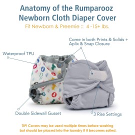 Kanga Care Rumparooz Double Leg Gusset Reusable Cloth Diaper Cover Newborn Snap | Peacock 4-15 lbs