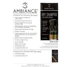 Ambiance Natural Dry Shampoo Powder Refill for Dark Hair - Non Aerosol Travel Size Brunette Tinted Shampoo - Non Toxic, Benzene Free - Volumizing, Refreshes Oily Hair & Covers Roots Between Colorings