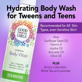 Good For You Girls Natural Body Wash with Aloe, Avocado & Jojoba Oils,Shower Gel Body Wash for Girls to Adults, Vegan and Paraben Free, Honeydew Scent (8 Fl oz)