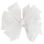 Wee Ones Girls\' Organza Double Hair Bow on a WeeStay Clip with Satin Knot Center, Tiny, White