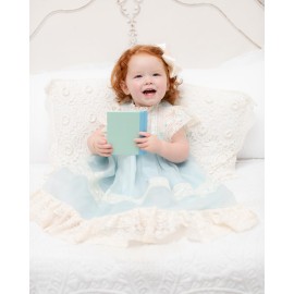 Wee Ones Girls\' Classic French Satin Hair Bow on a WeeStay Clip and Knot Wrap, Medium, Ecru