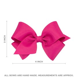 Wee Ones Girls\' Plain Wrap Classic Grosgrain Hair Bows on a WeeStay No-Slip Hair Clip, Handmade, Small, Navy