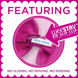 Wee Ones Girls\' Organza Double Hair Bow on a WeeStay Clip with Satin Knot Center, Mini, Light Pink