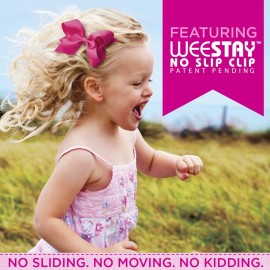 Wee Ones Girls\' Organza Double Hair Bow on a WeeStay Clip with Satin Knot Center, Mini, White