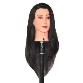 Bellrino 24 Cosmetology Mannequin Manikin Training Head with 100% Human Hair with Table Clamp Holer - Emma (EMMA+C)