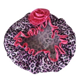 Kella Milla Stylish Satin Shower Cap - Pink Leopard