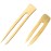 (1) Yellow Teak Wood Two Prong Curved 4.5 Inch & (1) Yellow Teak Two Prong Straight 6 Inch Hair Stick Pick Pic Pin Fork