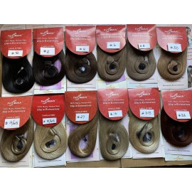 TRESSMATCH 20-22 Thick to Ends Remy Human Hair Clip in Extensions Light Brown Ashy Brown (Color 8) 10 Pieces(pcs) Full Head Set [Set Weight: 5.7oz/160grams] 