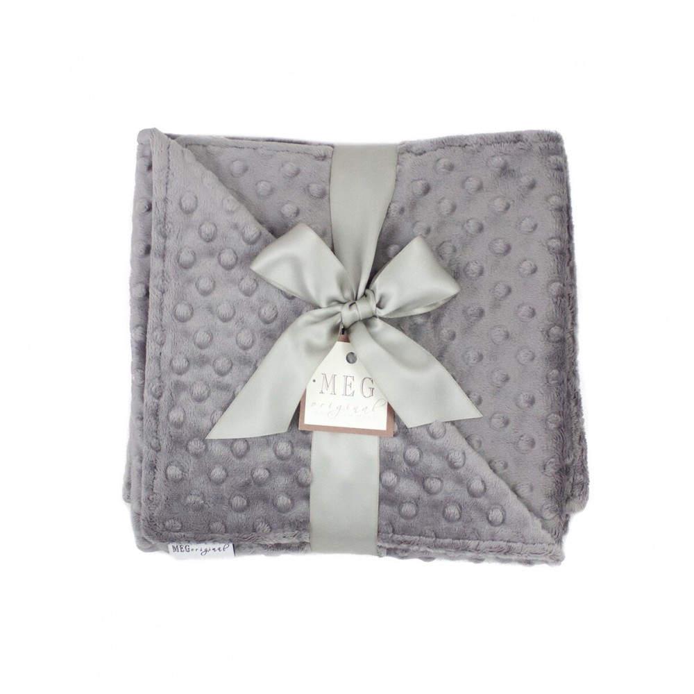 MEG ORIGINAL Charcoal Grey Minky Dot Baby Blanket 397