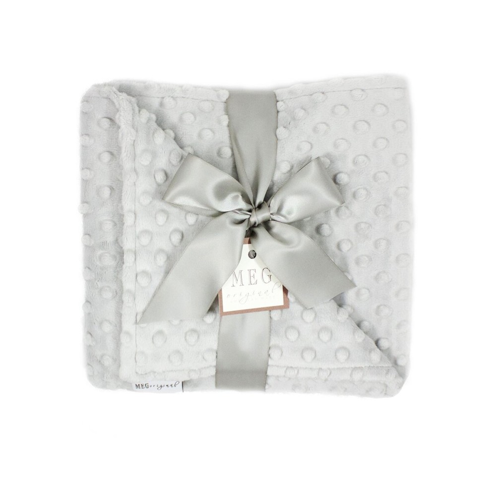 MEG ORIGINAL Double-Sided Silver Gray/Grey Minky Dot Baby Blanket