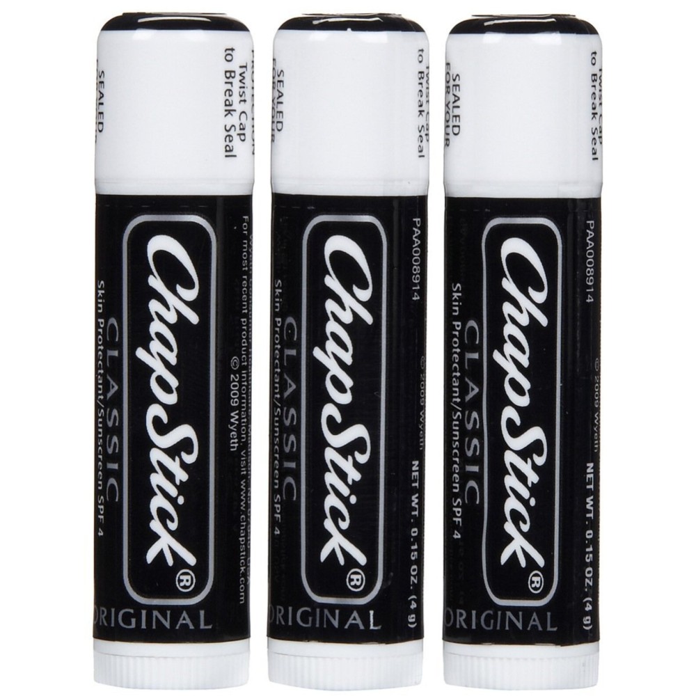 ChapStick Classic, Skin Protectant Flavored Lip Balm Tube, 3 Count (Pack of 1) ChapStick Classic, Skin Protectant Flavored Lip Balm Tube, 3 Count (Pack of 1)