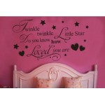 Twinkle Little Star Do You Know How Loved Are - Girl\'s or Boy\'s Room Kids Baby Nursery - Vinyl Wall Decal, Lettering Art Letters Decor, Quote Design Sticker, Saying Decoration