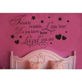 Twinkle Little Star Do You Know How Loved Are - Girl\'s or Boy\'s Room Kids Baby Nursery - Vinyl Wall Decal, Lettering Art Letters Decor, Quote Design Sticker, Saying Decoration