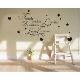 Twinkle Little Star Do You Know How Loved Are - Girl\'s or Boy\'s Room Kids Baby Nursery - Vinyl Wall Decal, Lettering Art Letters Decor, Quote Design Sticker, Saying Decoration