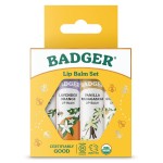 Badger Classic Organic Lip Balm Set - Yellow Box, Light Silky Long Lasting Lip Moisturizer Gift Set, All Natural Lip Balm Variety Pack Lip Set (Tangerine, Lavender Orange, Vanilla, Grapefruit), 4 pack