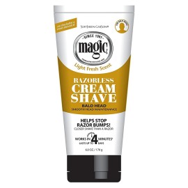Magic Razorless Cream Shave Bald Head 6 Ounce Tube (177ml) (6 Pack)