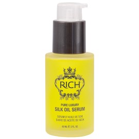 RICH Pure Luxury Silk Oil Serum with Organic Jojoba & Sweet Almond Oil for All Hair Types - Moisturizing & Smoothing - Protects Hair from Styling & Coloring Damages, Prevents Frizz & Breakage - 2 Oz
