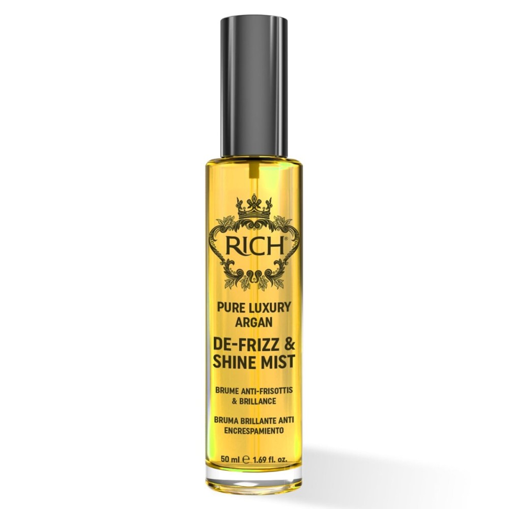 RICH Pure Luxury Argan De-Frizz & Shine Hair Mist - Lightweight Formula, Hydration, Frizz Protection - enrich with Argan Oil and Almond Oil - 1.69 Oz RICH Pure Luxury Argan De-Frizz & Shine Hair Mist - Lightweight Formula, Hydration, Frizz Protection - enrich with Argan Oil and Almond Oil - 1.69 Oz