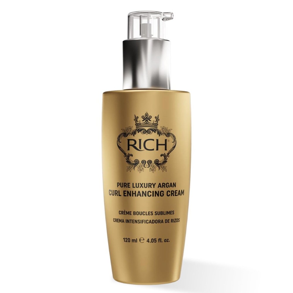 RICH Pure Luxury Curl Defining Cream for Curly & Wavy Hair - Controls Frizz and Add Natural Bounces - Enrich with Argan Oil, Coconut Oil & Hydrolyzed Wheat Protein - 4.05 Oz.