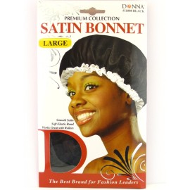 Donna Collection Premium Satin Bonnet Large, Black