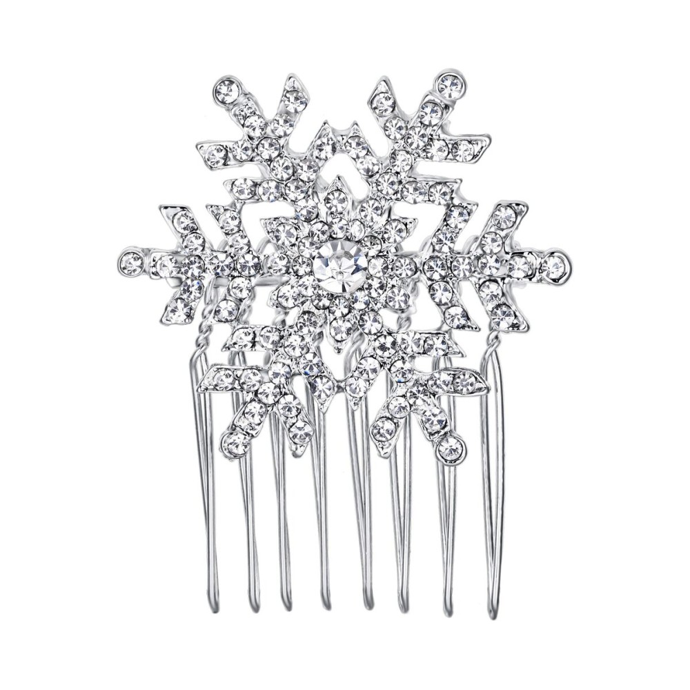 EVER FAITH Winter Snowflake Hair Side Comb Clear Austrian Crystal Silver-Tone EVER FAITH Winter Snowflake Hair Side Comb Clear Austrian Crystal Silver-Tone