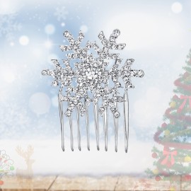 EVER FAITH Winter Snowflake Hair Side Comb Clear Austrian Crystal Silver-Tone EVER FAITH Winter Snowflake Hair Side Comb Clear Austrian Crystal Silver-Tone