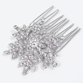 EVER FAITH Winter Snowflake Hair Side Comb Clear Austrian Crystal Silver-Tone EVER FAITH Winter Snowflake Hair Side Comb Clear Austrian Crystal Silver-Tone
