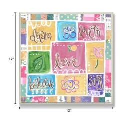 The Kids Room by Stupell Dream, Laugh, Love. Sing, Believe Patchwork Square Wall Plaque