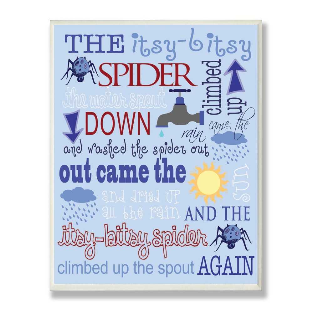The Kids Room by Stupell The Itsy Bitsy Spider Nursey Rhyme on Blue Background Rectangle Wall Plaque