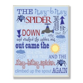 The Kids Room by Stupell The Itsy Bitsy Spider Nursey Rhyme on Blue Background Rectangle Wall Plaque