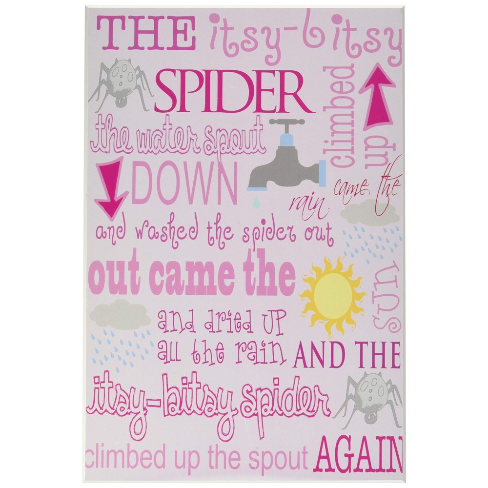 The Kids Room by Stupell The Itsy Bitsy Spider Nursey Rhyme on Pink Background Rectangle Wall Plaque