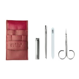 Rubis 4-Piece Manicure Set for Women with Red Leather Case, Includes Nail Clippers, Nail Scissors, Glass File, and Push and Clean Nail Cleaner, 1K434,Rubis Switzerland Precision Swiss Made Rubis 4-Piece Manicure Set for Women with Red Leather Case, Includes Nail Clippers, Nail Scissors, Glass File, and Push and Clean Nail Cleaner, 1K434,Rubis Switzerland Precision Swiss Made
