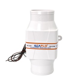 SEAFLO 3 In-Line Marine Bilge Air Blower - 12V, 130 CFM, 2.5A Max Draw, 4-Blade Fan, Ultra-Quiet Operation 3 Inch for Yacht/Sailboat/Boat- ISO 8846, CE & RoHs Certified - 4-Year Warranty