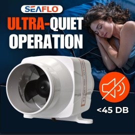 SEAFLO 3 In-Line Marine Bilge Air Blower - 12V, 130 CFM, 2.5A Max Draw, 4-Blade Fan, Ultra-Quiet Operation 3 Inch for Yacht/Sailboat/Boat- ISO 8846, CE & RoHs Certified - 4-Year Warranty