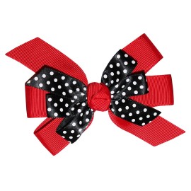 WD2U Girls 4.5 Black Dotted Grosgrain Boutique Hair Bow French Clip Barrette (Ladybug Red)
