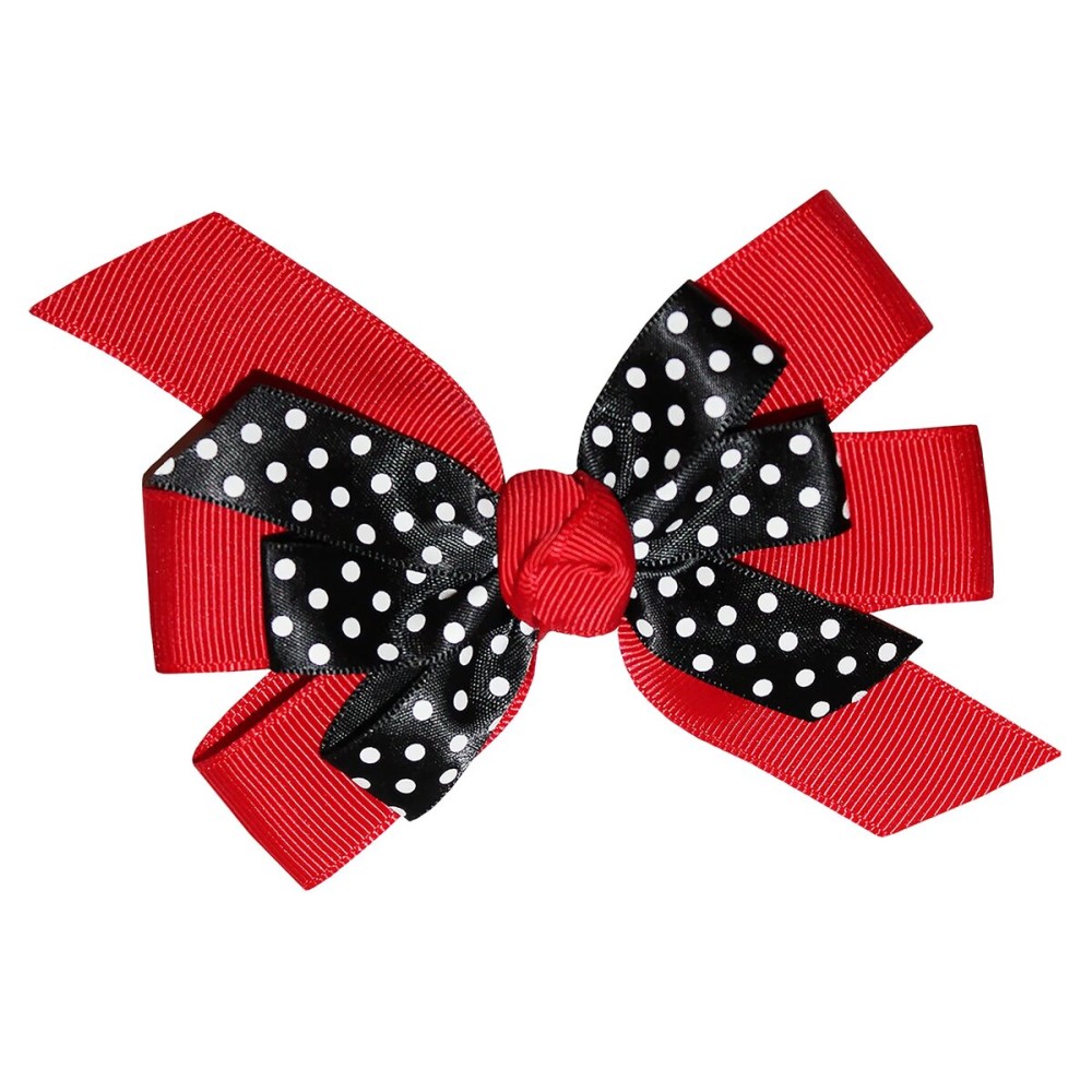 WD2U Girls 4.5 Black Dotted Grosgrain Boutique Hair Bow Alligator Clip (Ladybug Red)