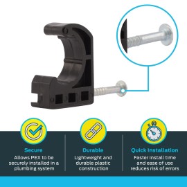 SharkBite 1/2 Inch Single Nail Half Clamp, J Hooks, Pack of 10, PEX Pipe, CTS, 23220