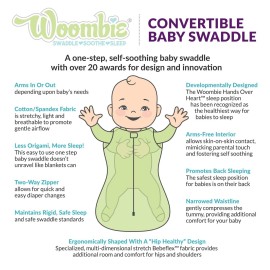 Woombie Convertible Baby Swaddling Blanket I Swaddle Converts to Arms-Free Wearable Blanket for Babies Up to 6 Months, Grey, 14-19 lbs